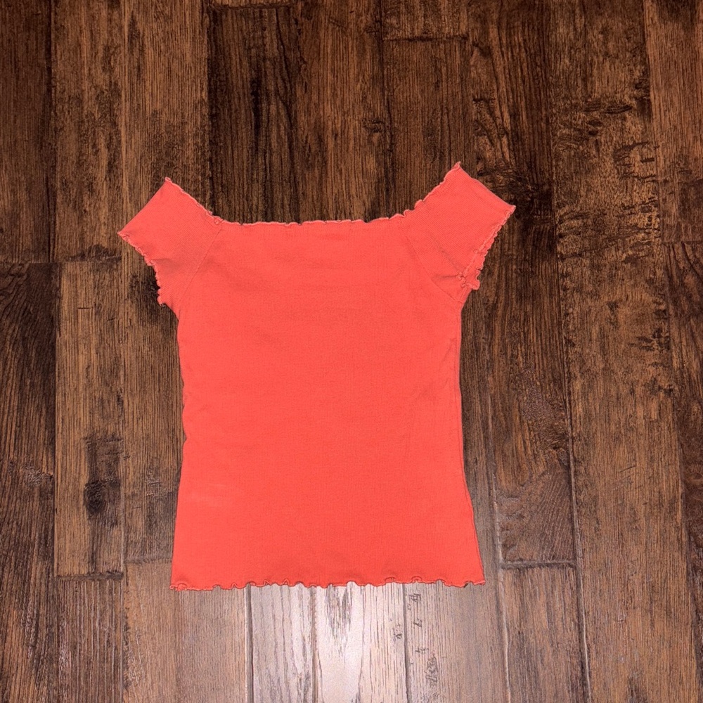 Aeropostale Women's Off-Shoulder Coral Top